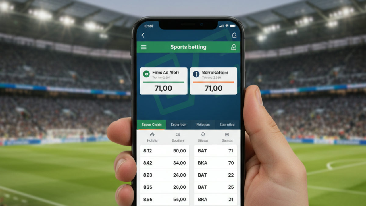 Bets10 mobil uygulamasının spor bahisleri arayüzünü gösteren bir akıllı telefon